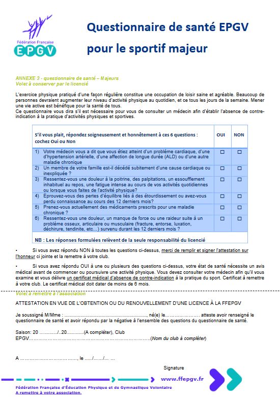 Questionnaire Santé